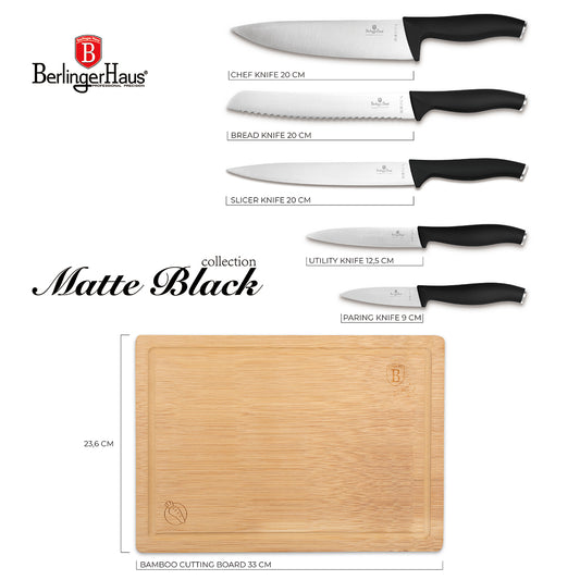 Berlinger Haus Black Knife Set with Bamboo Cutting Board