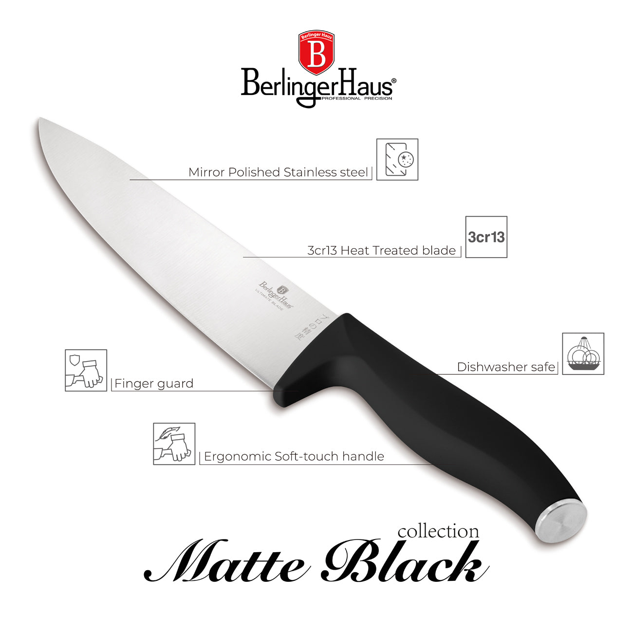Berlinger Haus Black Knife Set with Bamboo Cutting Board