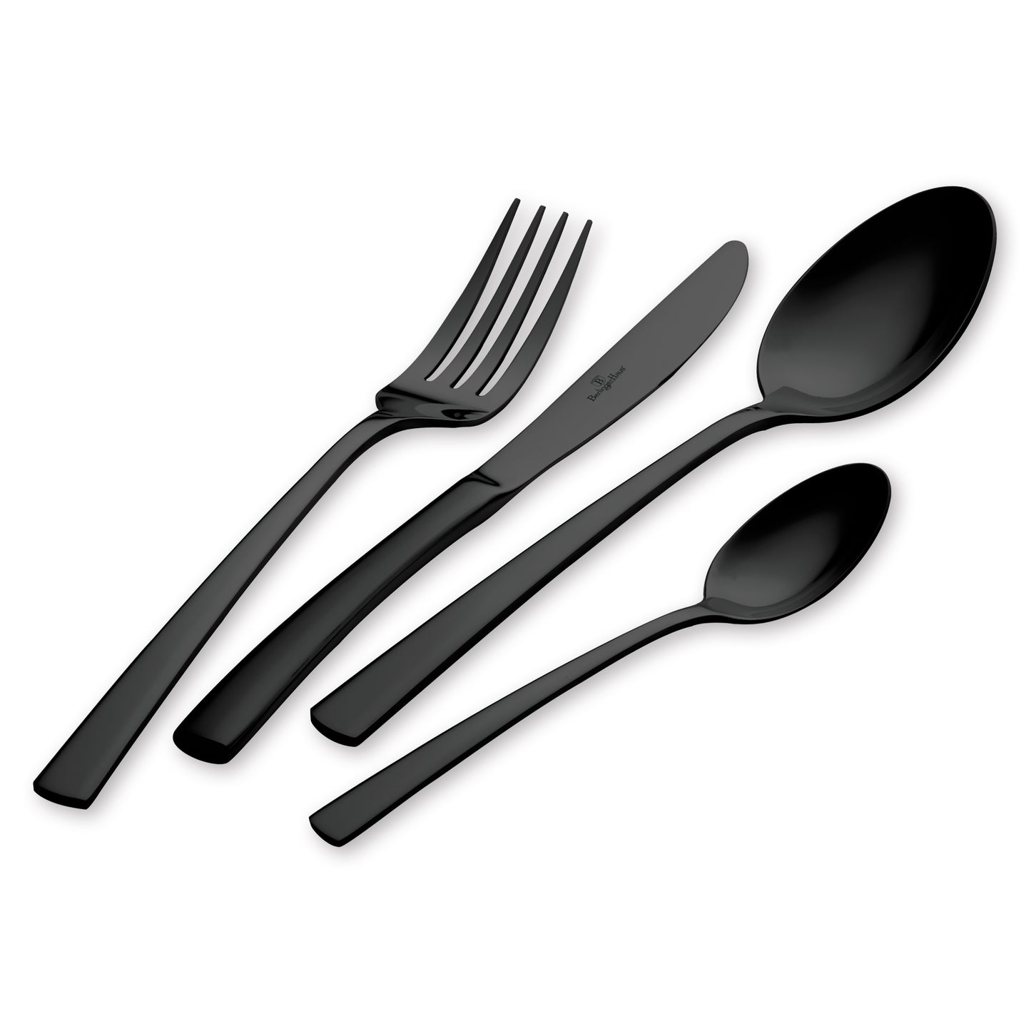 Stainless Steel Cutlery Set – Black Mirror Edition (24 pcs)
