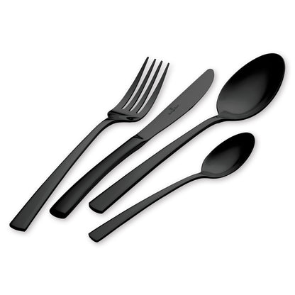 Stainless Steel Cutlery Set – Black Mirror Edition (24 pcs)