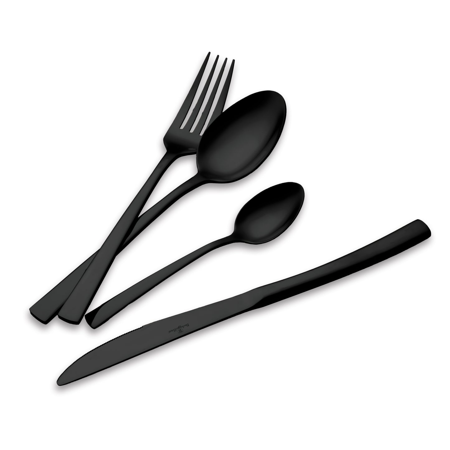 Stainless Steel Cutlery Set – Black Mirror Edition (24 pcs)