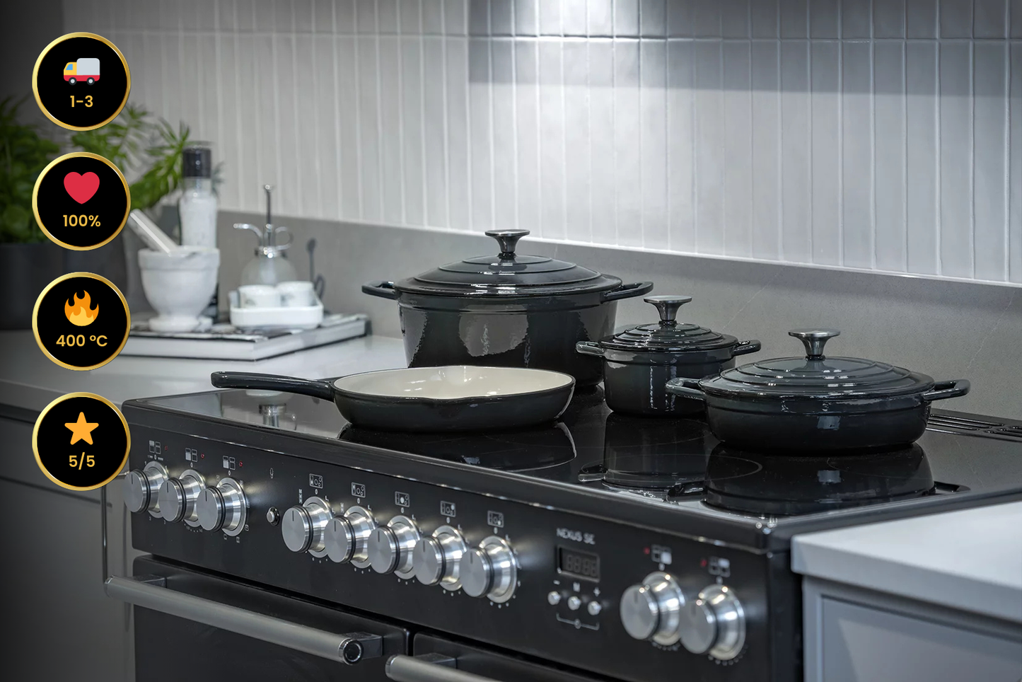 CS Solingen Cast Iron Pot Set – 7 Pieces